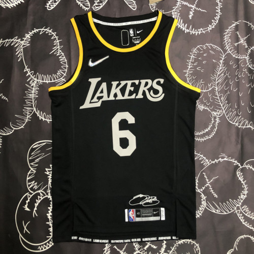LAKERS Glory version JAMES #6 Black Top Quality Hot Pressing NBA Jersey