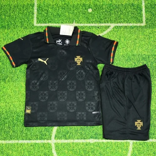 26-27 Portugal Black Kids Soccer Jersey (有领)