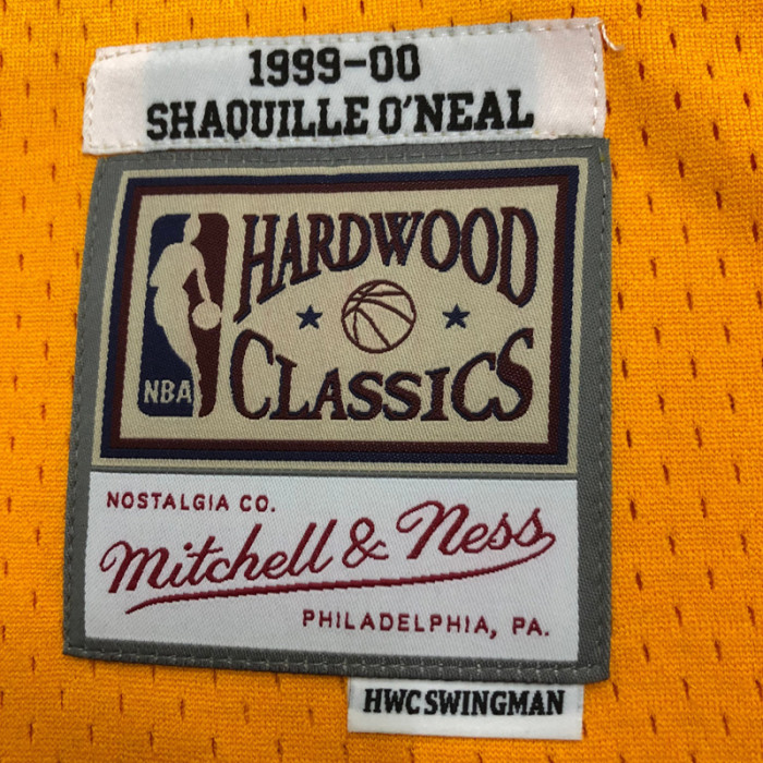 2000 LAKERS O‘NEAL #34 Yellow Retro Top Quality Hot Pressing NBA Jersey(V领)