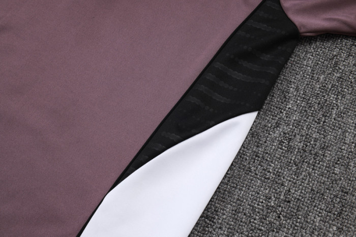 2025-26 Man Utd Grey purple Kids Half Pull Tracksuit#E2589(童装)(半拉链)