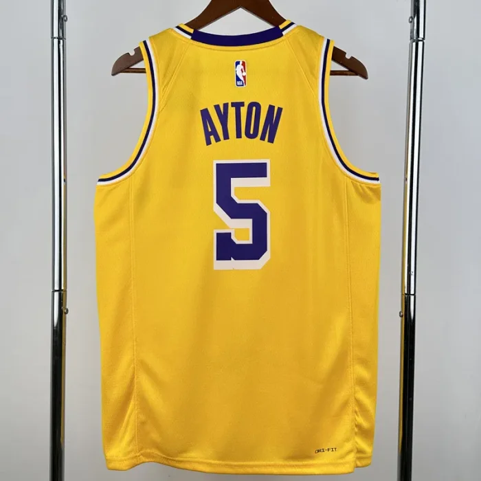 2022-23 Lakers AYTON #5 Yellow Top Quality HotPressing NBA Jersey(圆领）