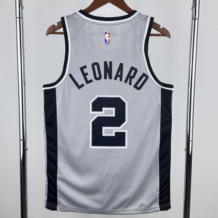 20-21 SA Spurs LEONARD #2 Grey Top Quality Hot Pressing NBA Jersey (Trapeze Edition) 飞人版