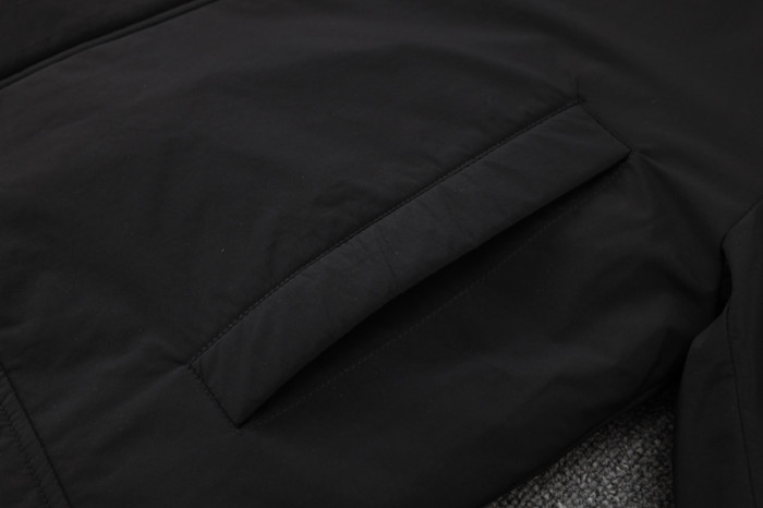 24-25 Palmeiras Black Hooded Windbreaker Fabric Cotton Coat #G236
