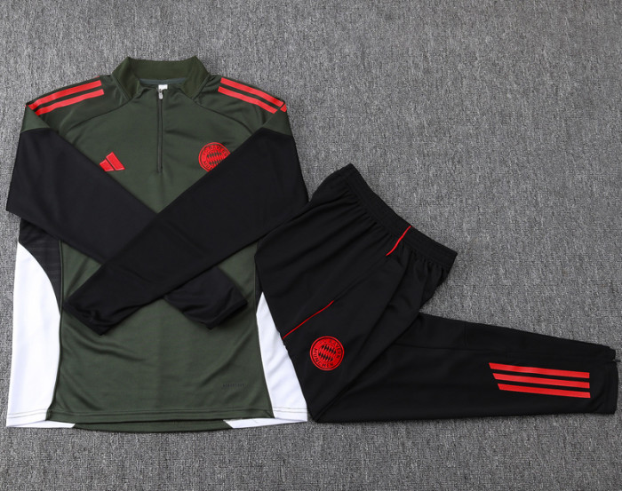 2025-26 Bayern Dark green Kids Half Pull Tracksuit#E2546(童装)(半拉链)