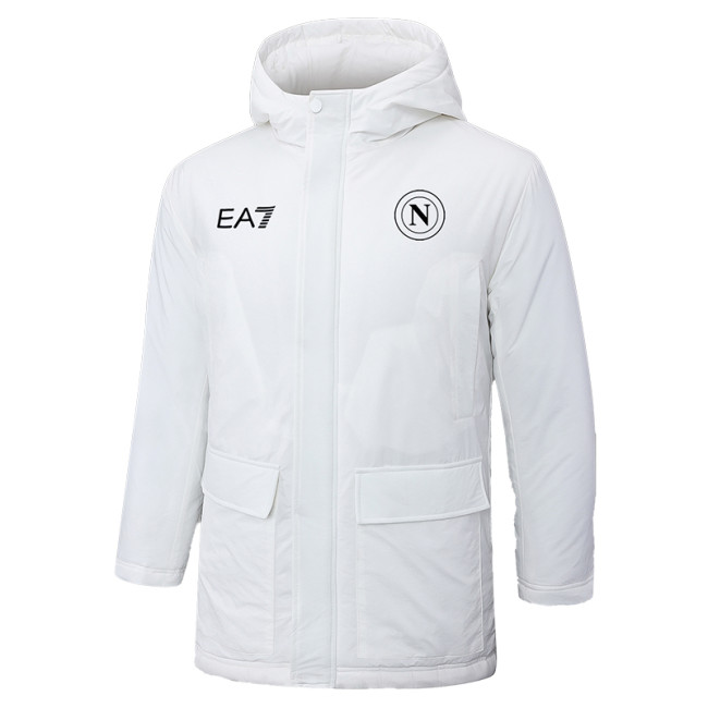 24-25 Napoli White Hooded Windbreaker Fabric Cotton Coat #G237