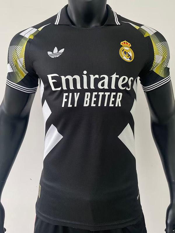 25-26 RMA Black Special Edition Player Version Training Shirts 黄袖边