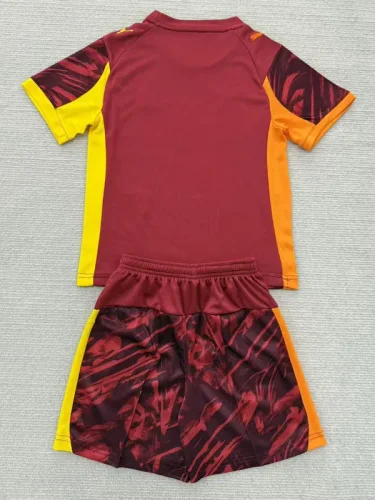 2025-26 Marseille Red Goalkeeper Kids Soccer Jersey