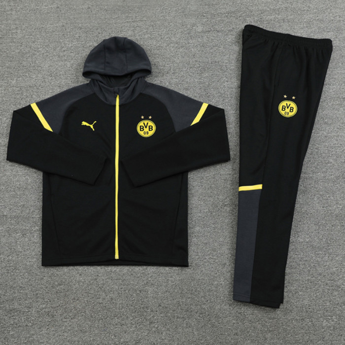 2024 Dortmund Black Hoodie Jacket Tracksuit #01