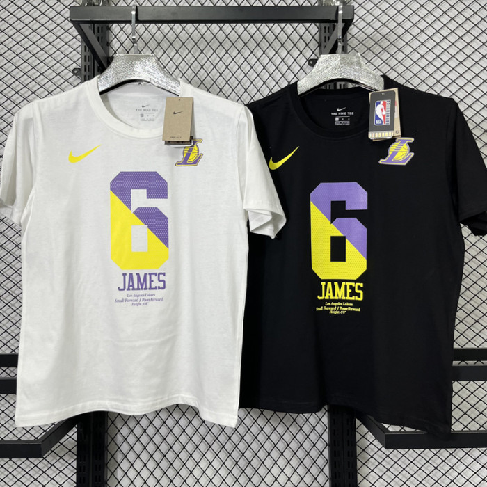 T190 Lakers JAMES #6 Black High Quality Casual T-Shirt