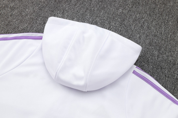 24-25 Germany White Hoodie Half Pull Tracksuit #F595半拉连帽