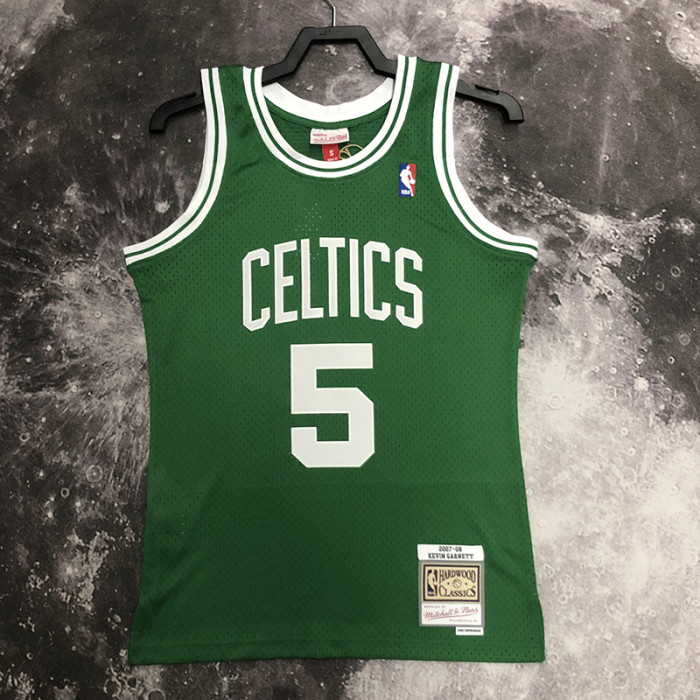 2008 CELTICS GARNETT #5 Green Retro Top Quality Hot Pressing NBA Jersey