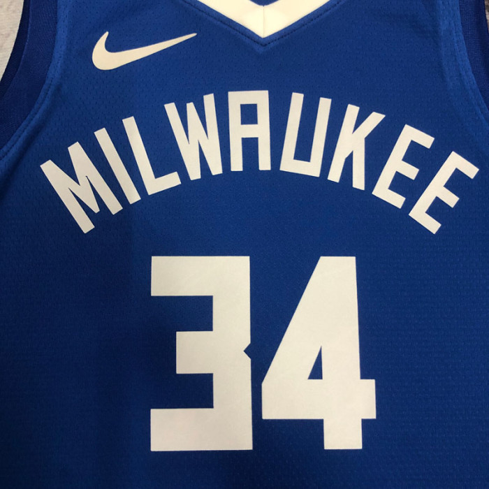 22-23 BUCKS ANTETOKOUNMPO #34 Blue City Edition Top Quality Hot Pressing NBA Jersey