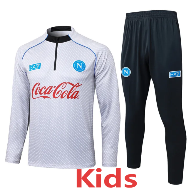 25-26 Napoli Light gray Kids Half Pull Tracksuit #E25160(童装)(半拉链)