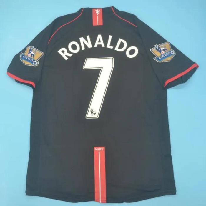 2007-2008 Man Utd Away Black Retro Soccer Jersey