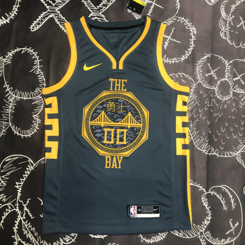 2018 WARRIORS KUMINGA #00 Black Gray Top Quality Hot Pressing NBA Jersey