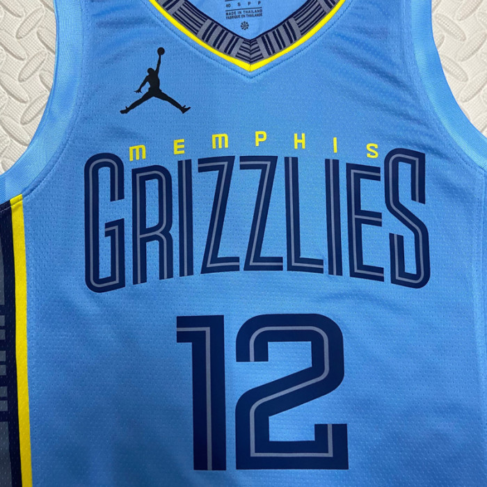 22-23 GRIZZLIES MORANT #12 Blue Top Quality Hot Pressing NBA Jersey (Trapeze Edition)