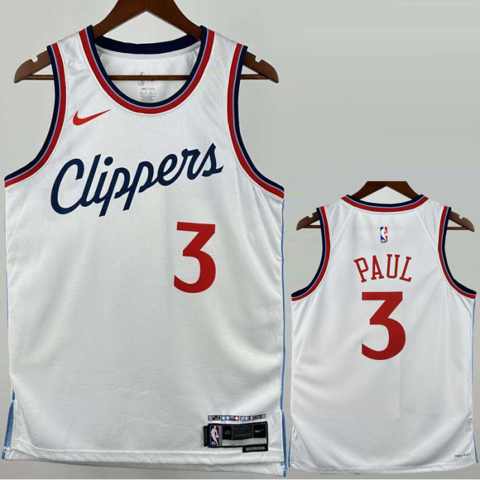 2024-25 Clippers PAUL #3 White City Edition Top QualityHot Pressing NBA Jersey
