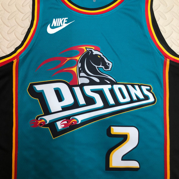 22-23 Pistons CUNNINGHAM #2 Blue Top Quality Hot Pressing NBA Jersey (Retro Logo)
