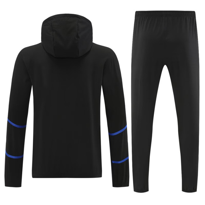 2025-26 Marseille Black Hoodie Jacket Tracksuit