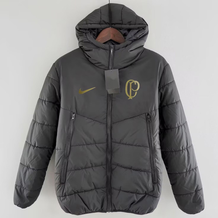 24-25 Corinthians Black Hooded Cotton Coat #棉衣