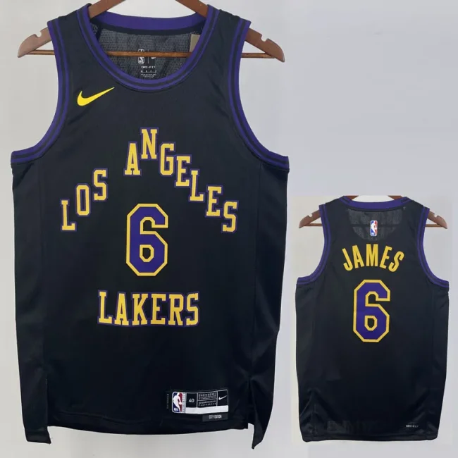 2023-24 LAKERS JAMES #6 Black City Edition Top Quality Hot Pressing NBA Jersey