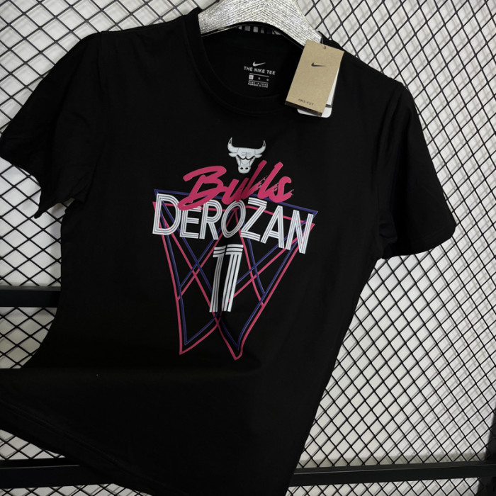T166 BULLS DEROZAN #11 Black High Quality Casual T-Shirt