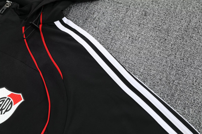 2025-26 River Plate Black Hoodie Jacket Tracksuit