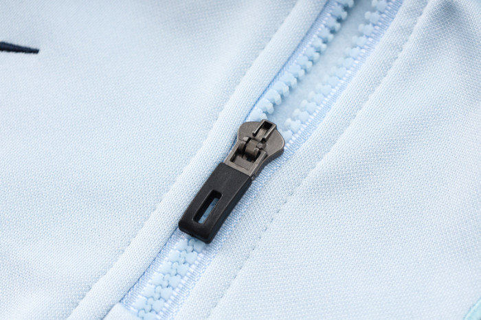 24-25 France Light blue Hoodie Half Pull Tracksuit #F589半拉连帽