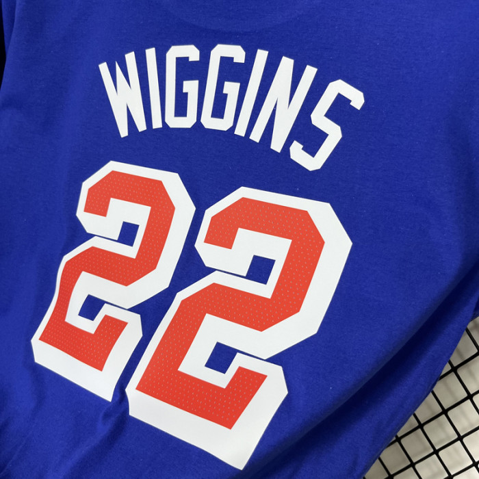 T228 WARRIORS WIGGINS #22 Blue High Quality Casual T-Shirt
