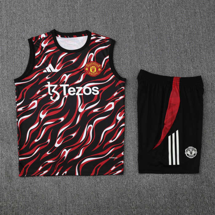 25-26 Man Utd Black red Tank top and shorts suit