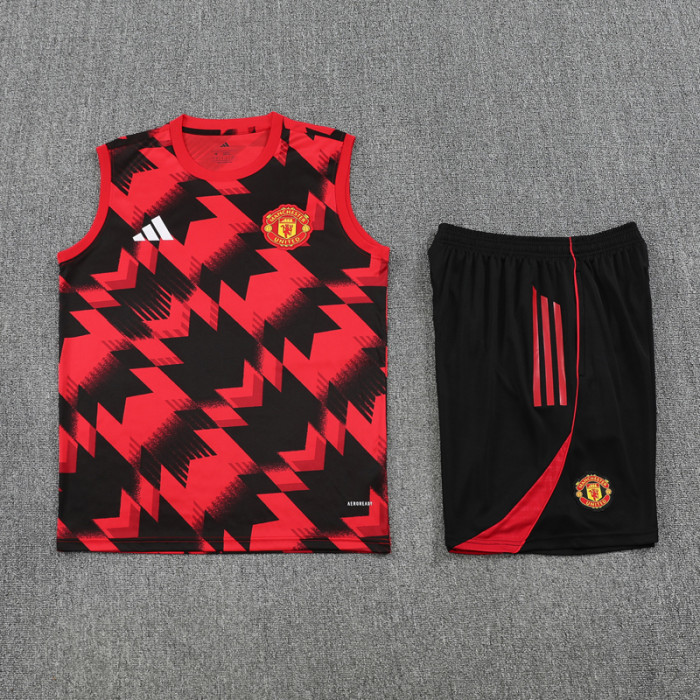 2025-26 Man Utd Red black Tank top and shorts suit