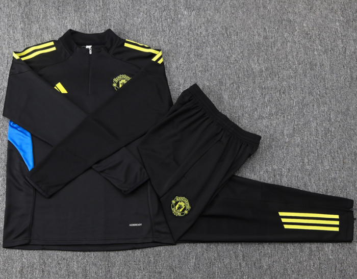 2025-26 Man Utd Black Kids Half Pull Tracksuit#E2554(童装)(半拉链)