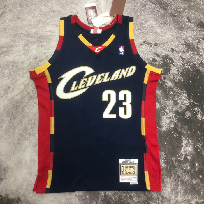 2008-09 Cleveland Cavaliers JAMES #23 Dark Blue Retro Top Quality Hot Pressing NBA Jersey
