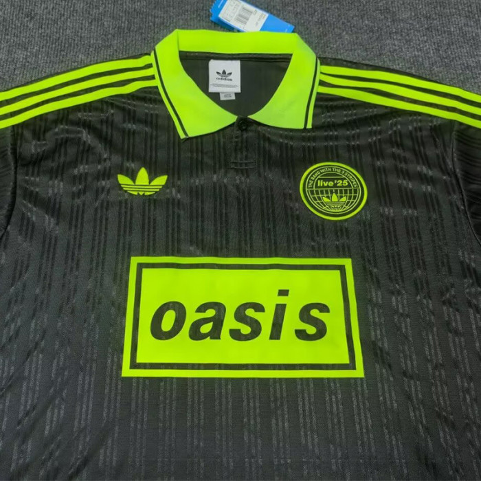 2025 Ad Oasis Joint Edition #25 Black Polo Short Sleeve(绿边)