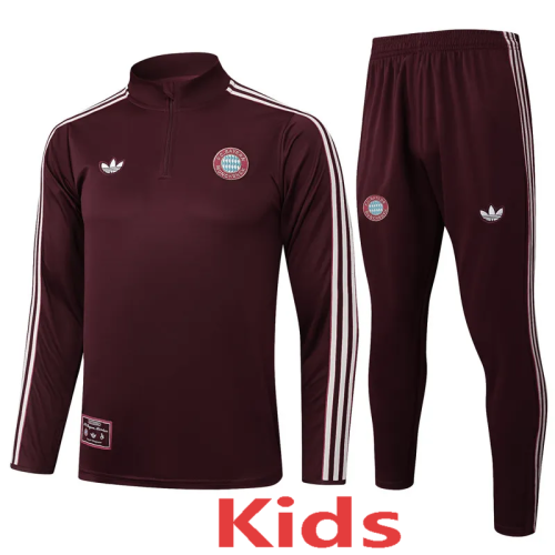 2025-26 Bayern Deep Red Kids Half Pull Tracksuit#E2515(童装)(半拉链)