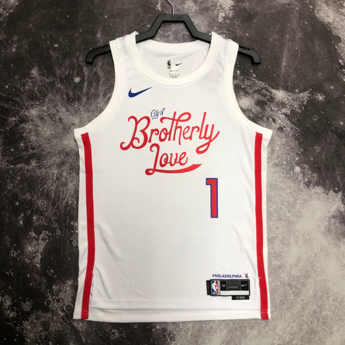 22-23 76ERS HARDEN #1 White City Edition Top Quality Hot Pressing NBA Jersey