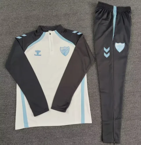 25-26 Malaga White Half Pull Tracksuit (Pants Have Pocket)(半拉链)