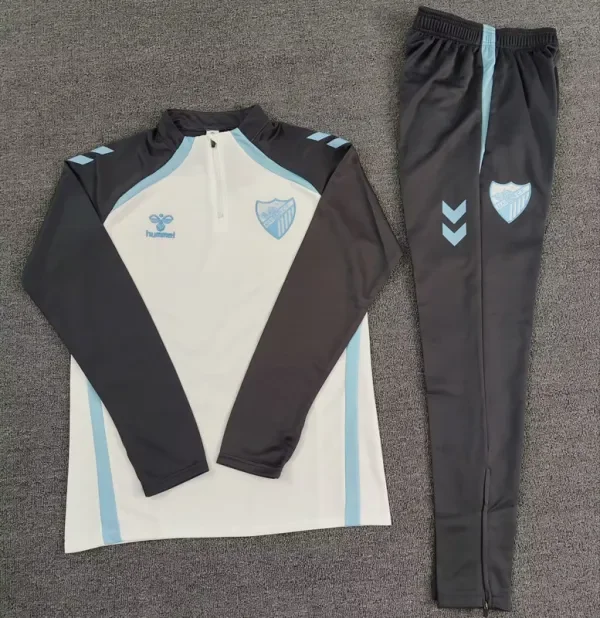 25-26 Malaga White Half Pull Tracksuit (Pants Have Pocket)(半拉链)