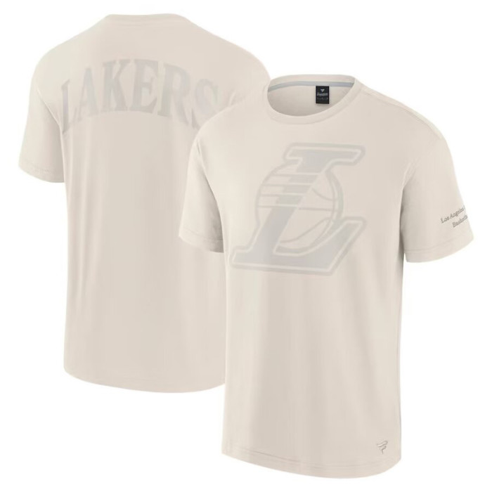 24-25 Lakers Milky White High Quality Casual T-Shirt