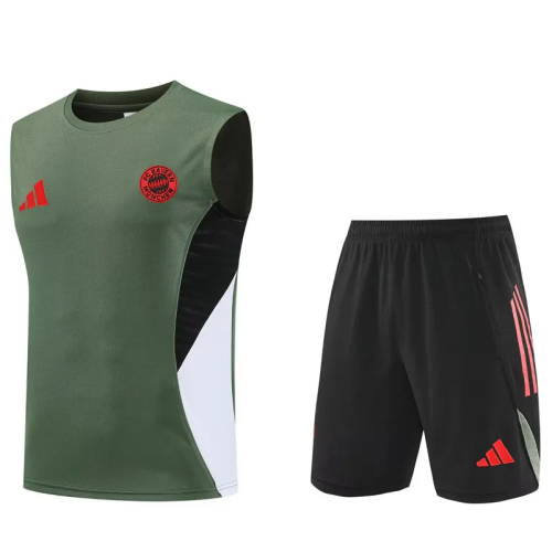 2025-26 Bayern Army green Tank top and shorts suit