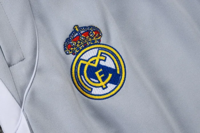 2025-26 RMA White grey Half Pull Tracksuit #B2555(半拉链）