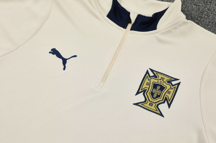 2025-26 Portugal Light yellow Half Pull Tracksuit (半拉链)