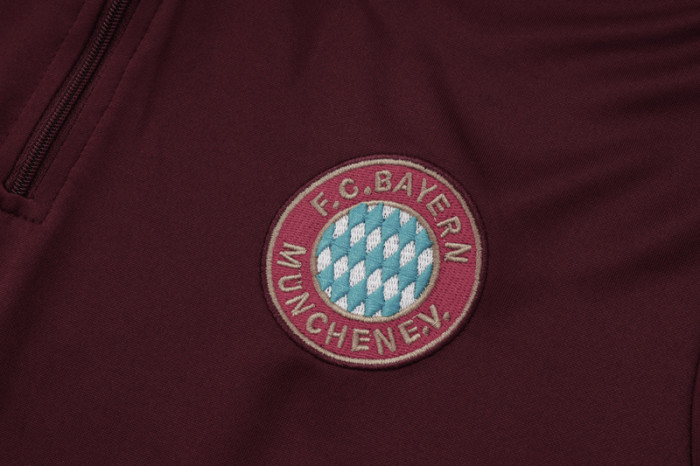 2025-26 Bayern Deep Red Kids Half Pull Tracksuit#E2515(童装)(半拉链)