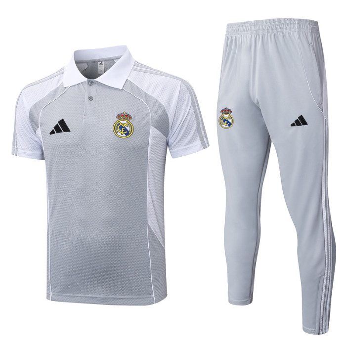 2025-26 RMA Grey white Polo Tracksuit #C2557