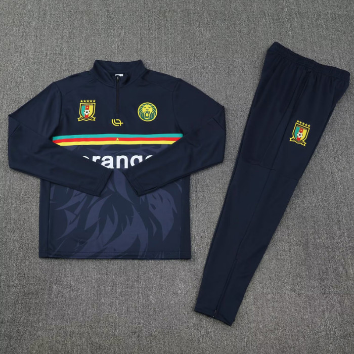 2025-26 Cameroon Royal blue Half Pull Tracksuit(半拉链）