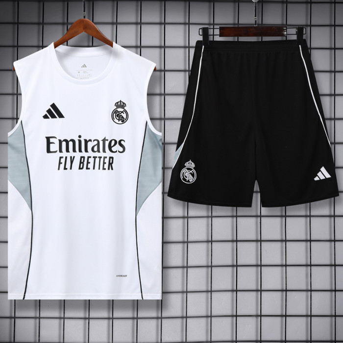 2025-26 RMA White Tank top and shorts suit