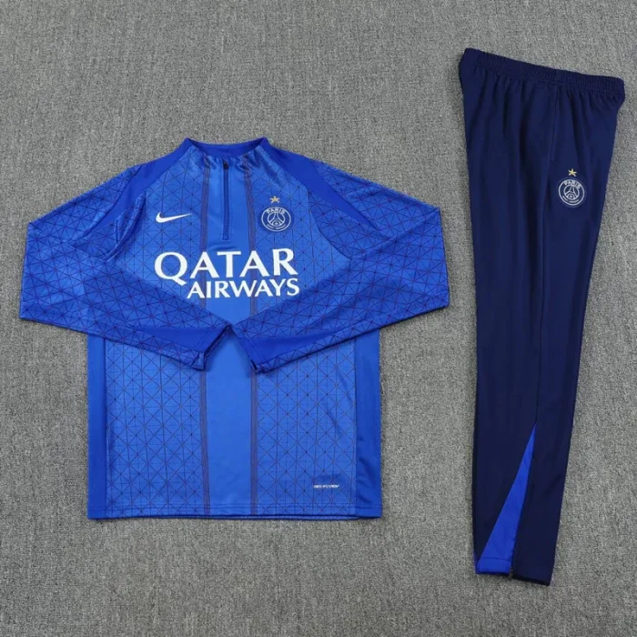2025-26 PSG Fancy blue Half Pull Tracksuit (半拉链)