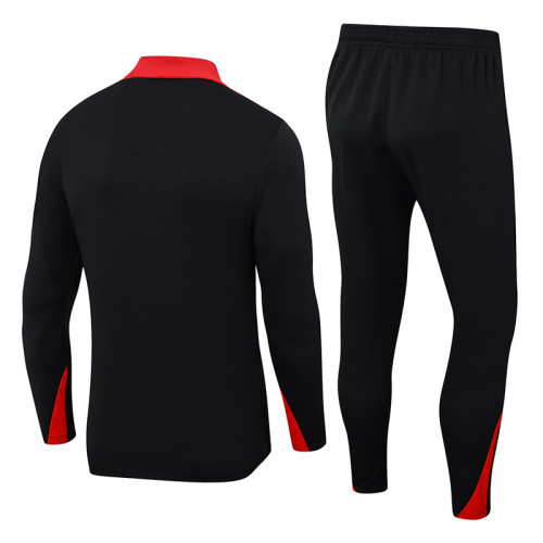 24-25 LIV Black Half Pull Tracksuit (红领半拉链)