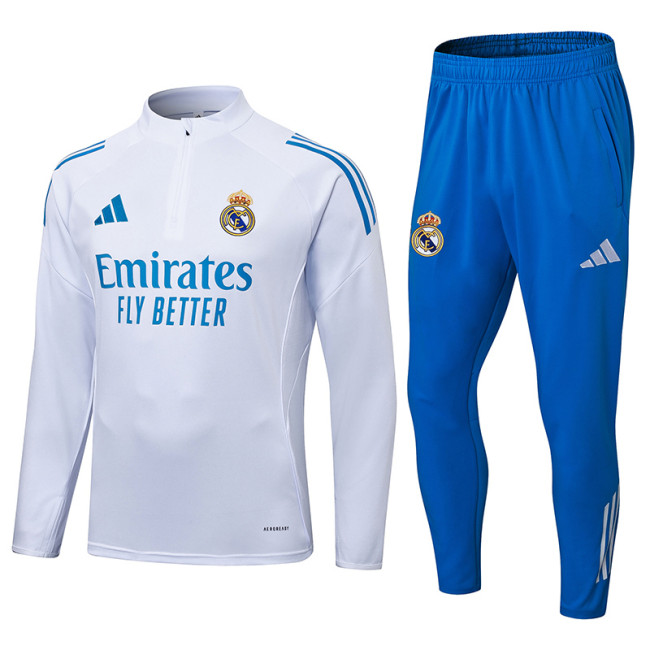 2025-26 RMA White Half Pull Tracksuit (半拉链）