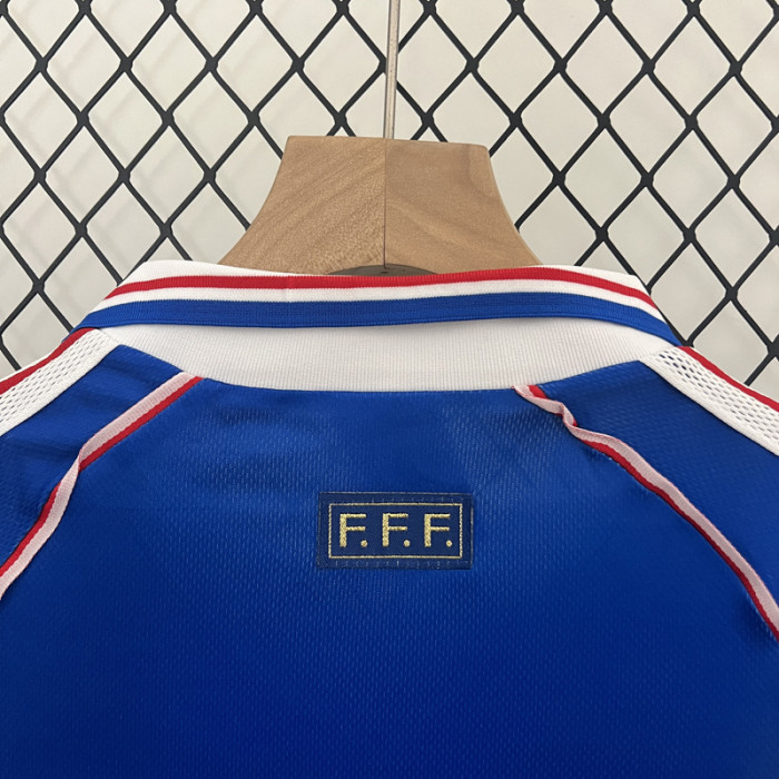 1998 France Home Kids Retro Soccer Jersey (带小字)